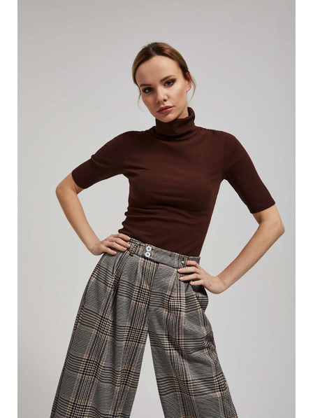 Moodo Bordázott garbós blúz barna Moodo