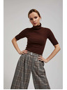 Moodo Bordázott garbós blúz barna Moodo