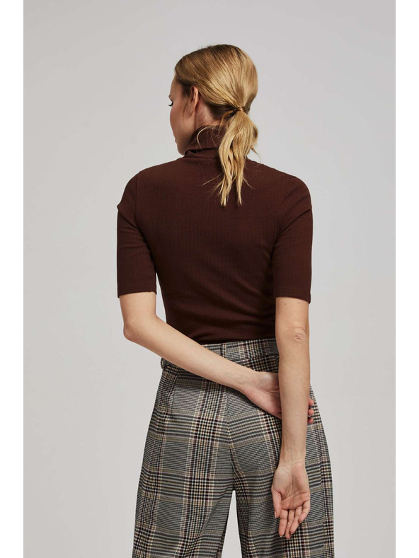 Moodo Bordázott garbós blúz barna Moodo