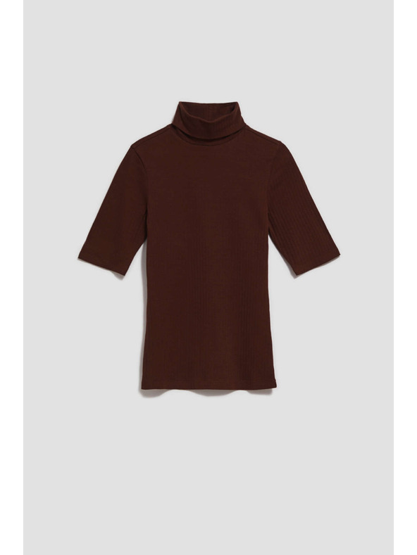 Moodo Bordázott garbós blúz barna Moodo