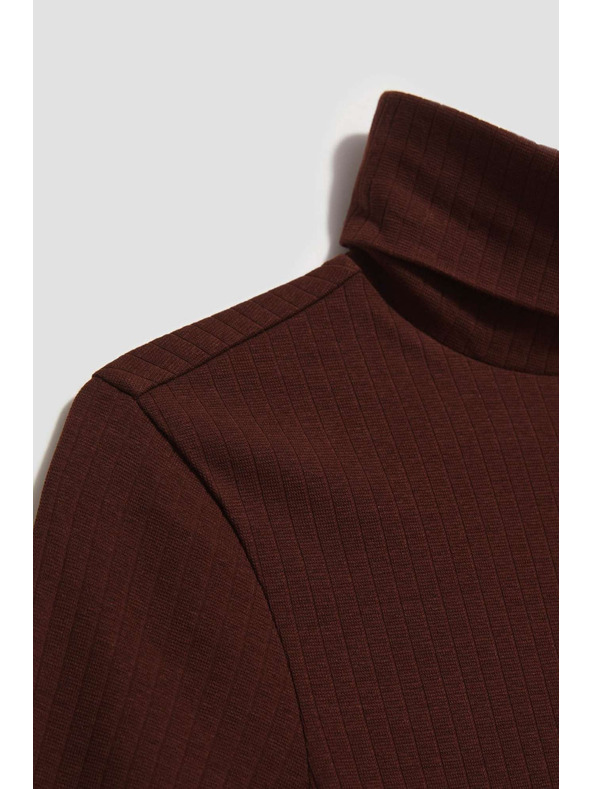 Moodo Bordázott garbós blúz barna Moodo