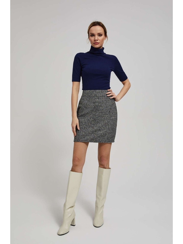 Moodo Bordázott garbós blúz sötétkék Moodo