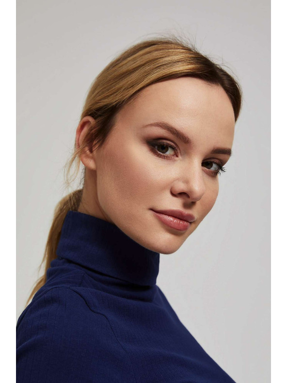 Moodo Bordázott garbós blúz sötétkék Moodo