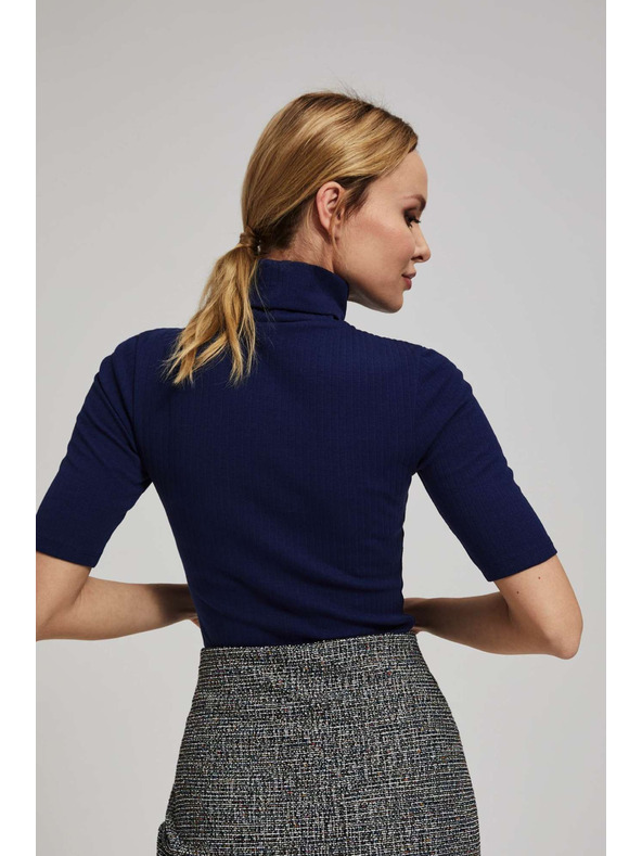 Moodo Bordázott garbós blúz sötétkék Moodo