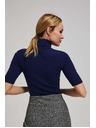 Moodo Bordázott garbós blúz sötétkék Moodo