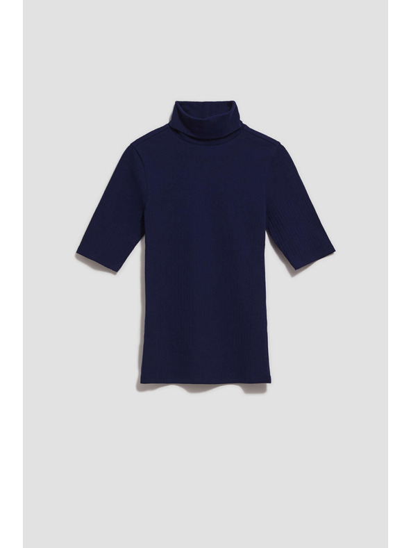 Moodo Bordázott garbós blúz sötétkék Moodo