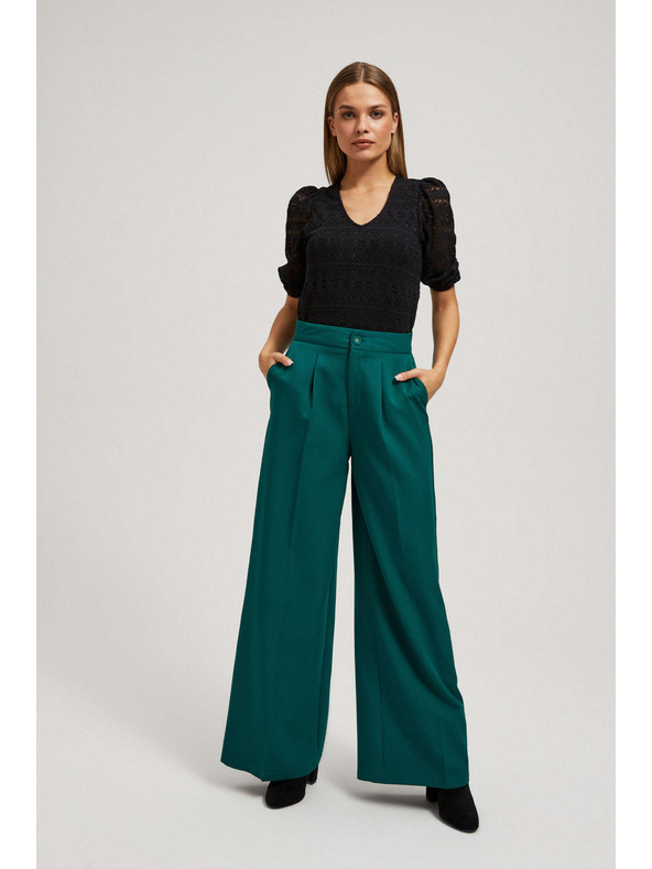 Moodo Fekete csipke blúz felfújt ujjakkal Moodo