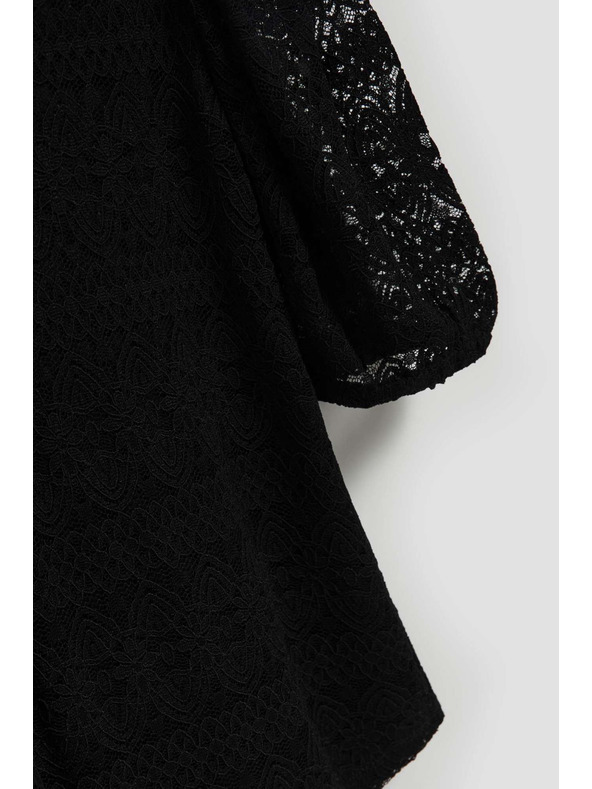 Moodo Fekete csipke blúz felfújt ujjakkal Moodo
