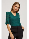 Moodo Smaragdzöld csipke blúz felfújt ujjakkal Moodo