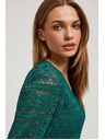 Moodo Smaragdzöld csipke blúz felfújt ujjakkal Moodo