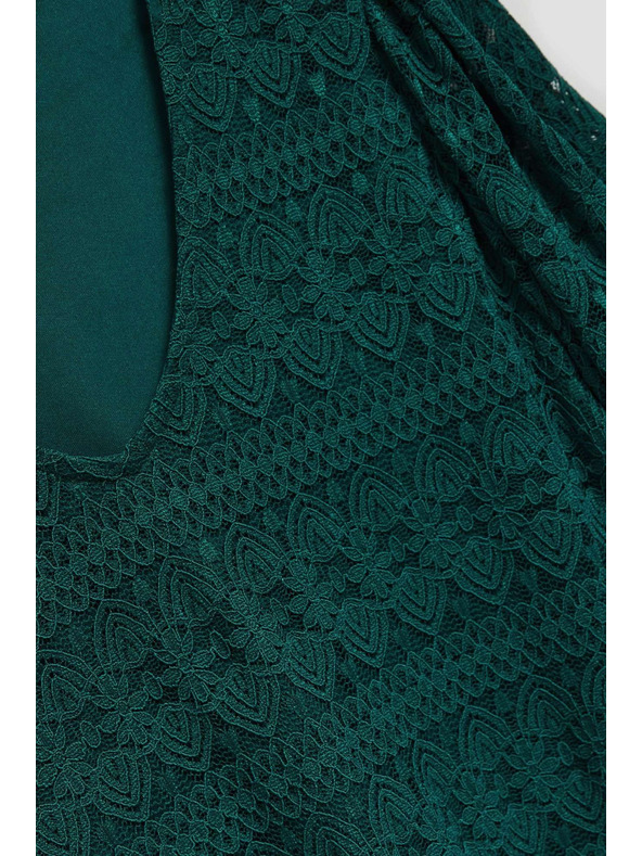 Moodo Smaragdzöld csipke blúz felfújt ujjakkal Moodo