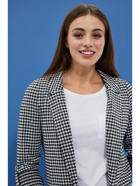 Moodo Fekete-fehér finoman kockás zakó Moodo