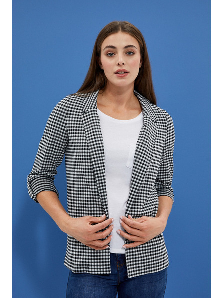 Moodo Fekete-fehér finoman kockás zakó Moodo