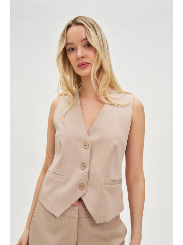 Moodo Csíkos mellény bézs Moodo