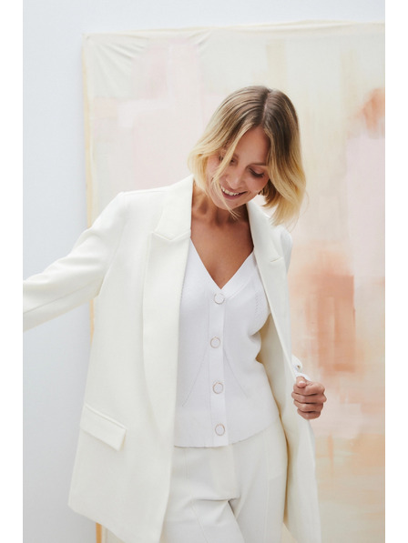 Moodo Elegáns fehér zakó felhajtott ujjakkal Moodo