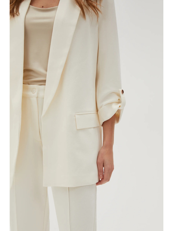 Moodo Elegáns fehér zakó felhajtott ujjakkal Moodo