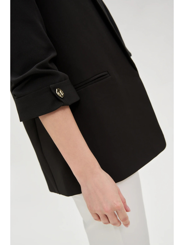 Moodo Zakó ráncolt 3/4-es ujjal fekete Moodo