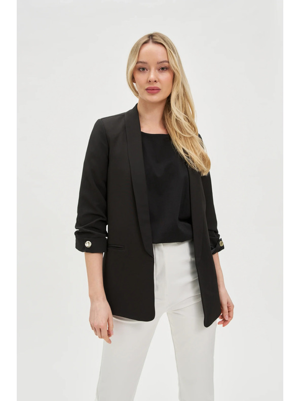 Moodo Zakó ráncolt 3/4-es ujjal fekete Moodo