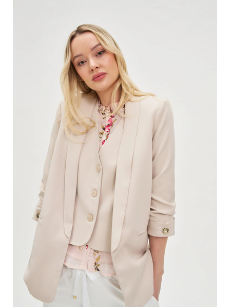 Moodo Bézs zakó 3/4-es ujján redőkkel Moodo