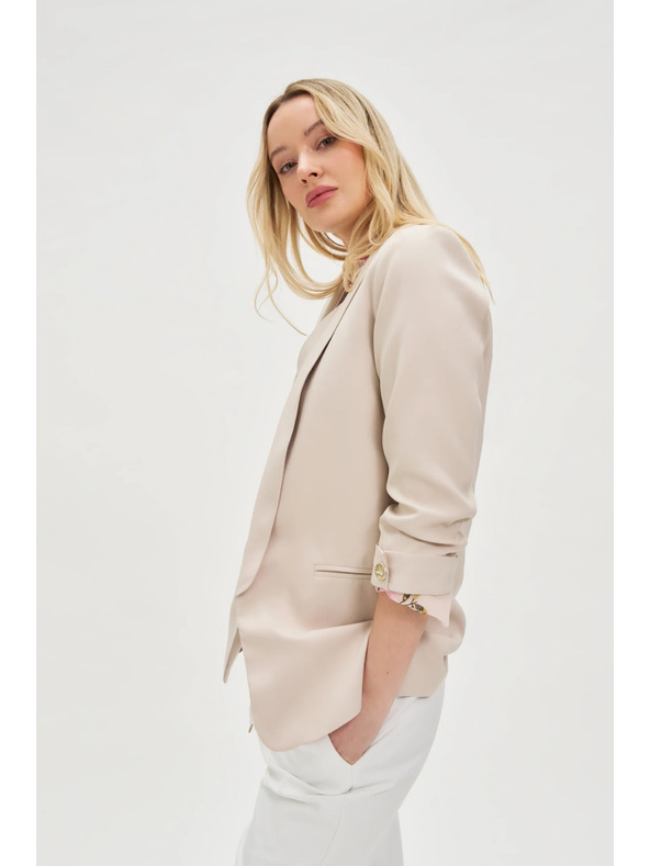 Moodo Bézs zakó 3/4-es ujján redőkkel Moodo