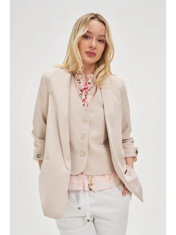 Moodo Bézs zakó 3/4-es ujján redőkkel Moodo