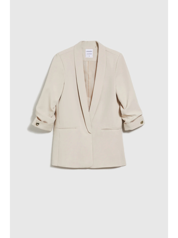 Moodo Bézs zakó 3/4-es ujján redőkkel Moodo