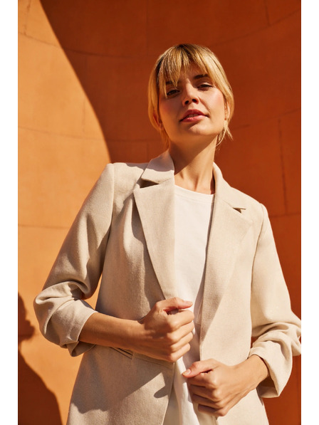 Moodo Zakó ráncolt 3/4-es ujjal bézs Moodo