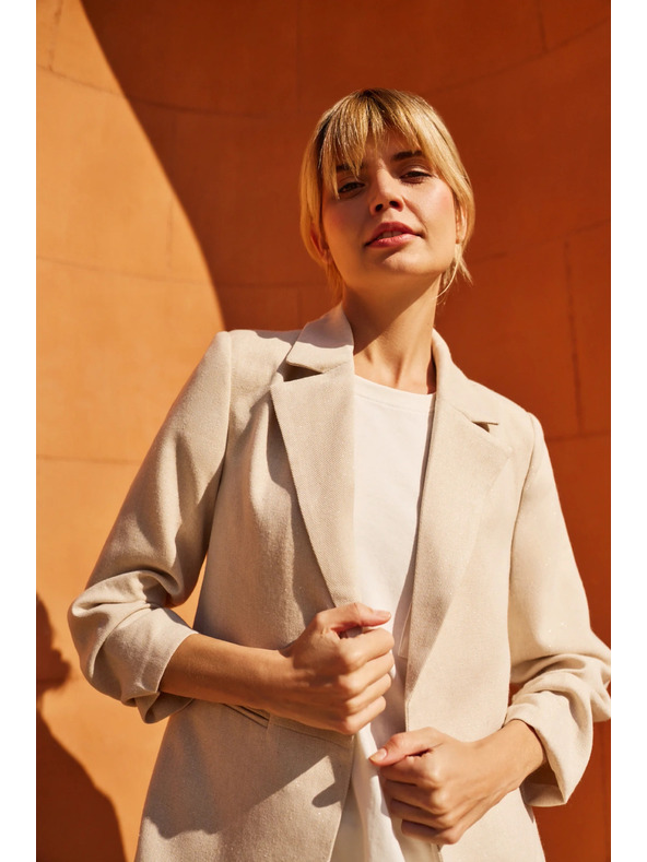 Moodo Zakó ráncolt 3/4-es ujjal bézs Moodo