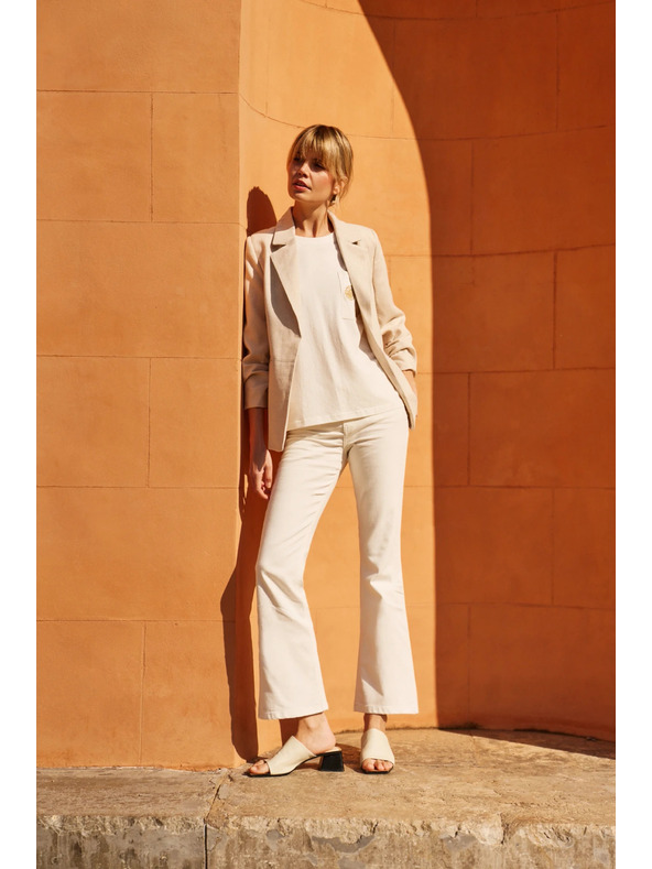 Moodo Zakó ráncolt 3/4-es ujjal bézs Moodo