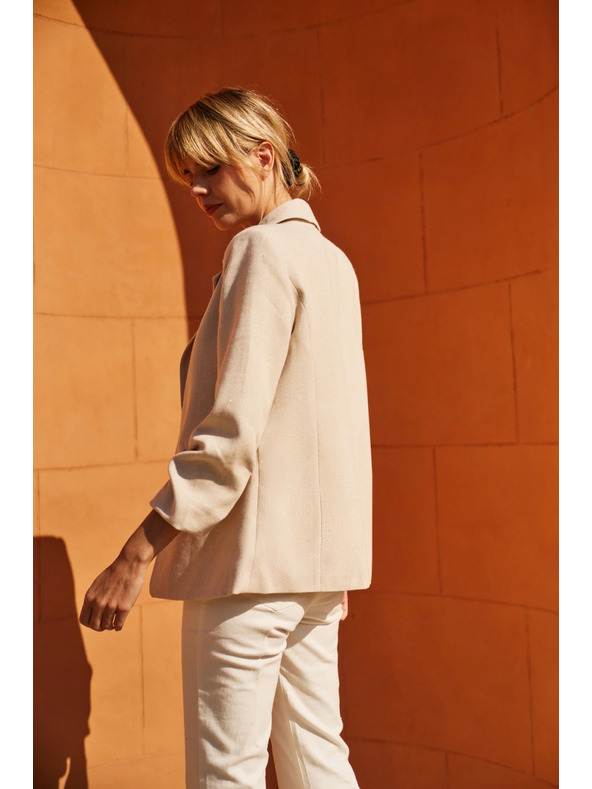 Moodo Zakó ráncolt 3/4-es ujjal bézs Moodo