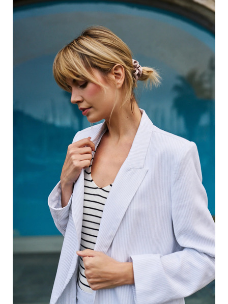 Moodo Csíkos viszkóz zakó fehér Moodo