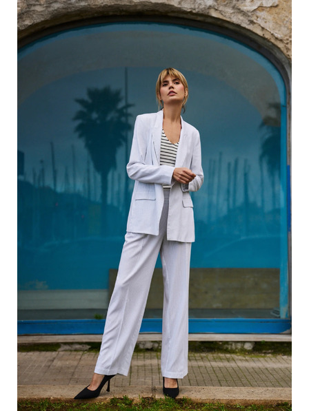 Moodo Csíkos viszkóz zakó fehér Moodo