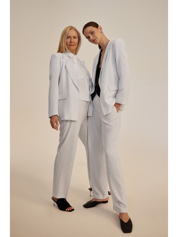 Moodo Csíkos viszkóz zakó fehér Moodo