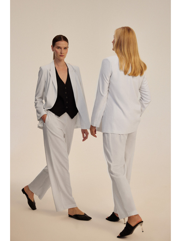 Moodo Csíkos viszkóz zakó fehér Moodo