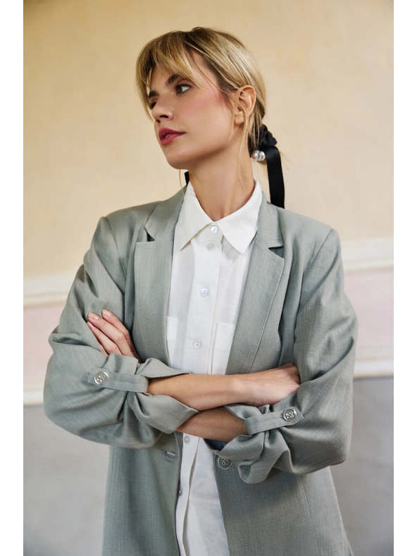 Moodo Viszkóz és len zakó olívzöld Moodo