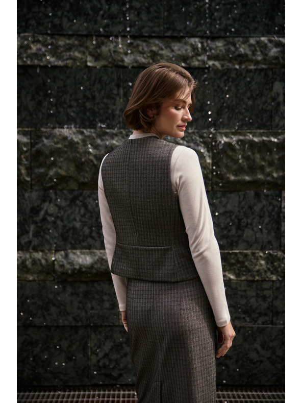 Moodo Elegáns sötétbézs mellény Moodo