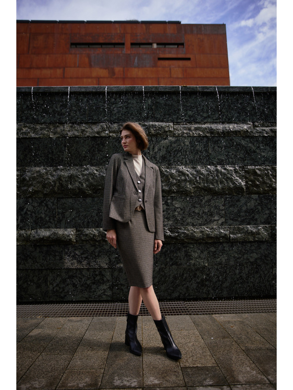 Moodo Egysoros blézer sötét bézs Moodo