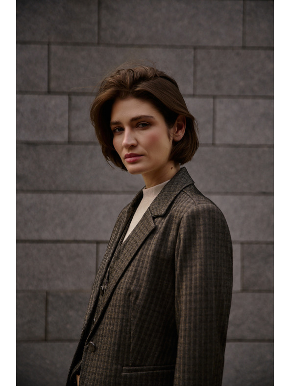 Moodo Egysoros blézer sötét bézs Moodo