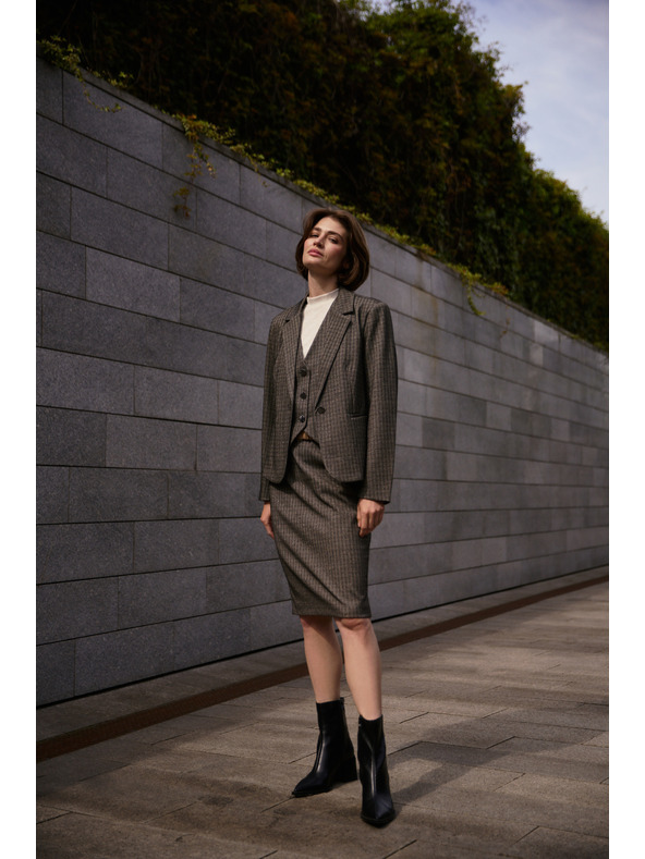 Moodo Egysoros blézer sötét bézs Moodo