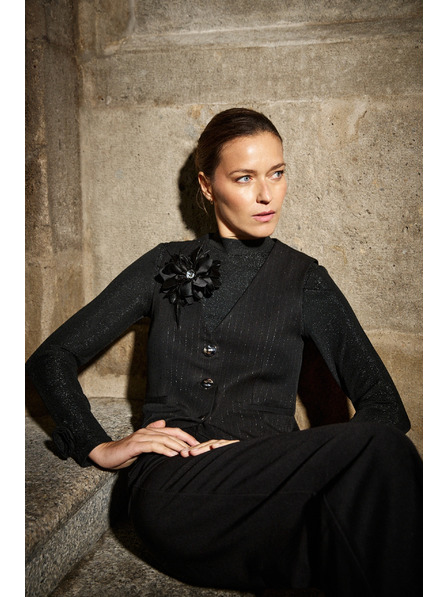 Moodo Fekete díszes gombos mellény Moodo