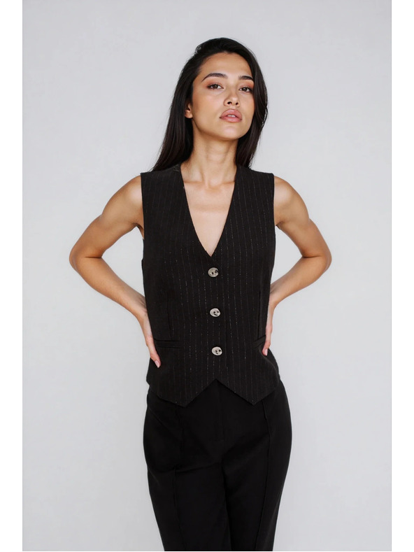 Moodo Fekete díszes gombos mellény Moodo