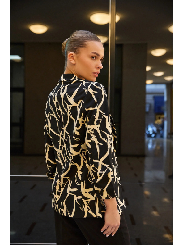 Moodo Zakó ráncolt 3/4-es ujjal fekete Moodo