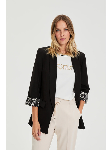 Moodo Fekete díszes mandzsettás zakó Moodo