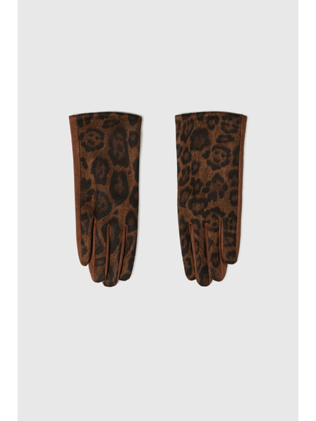 Moodo Barna leopárd mintás kesztyű Moodo