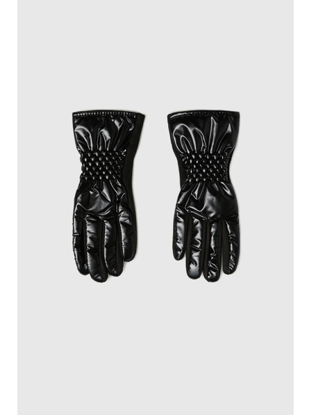 Moodo Fekete bőrutánzatú kesztyű Moodo