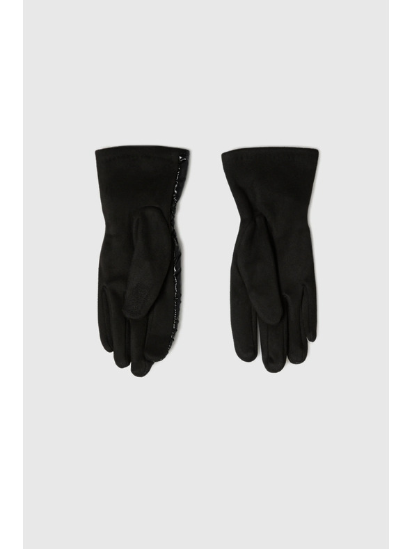 Moodo Fekete bőrutánzatú kesztyű Moodo