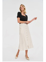 Moodo Bézs len midi szoknya Moodo