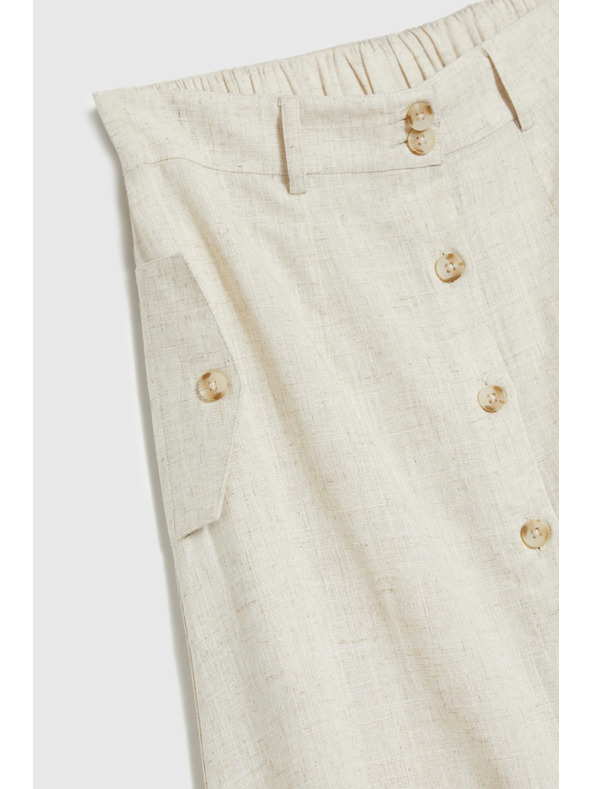 Moodo Bézs len midi szoknya Moodo