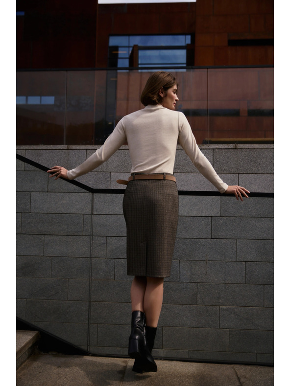 Moodo Térdig érő sötét bézs ceruzaszoknya Moodo