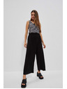 Moodo Fekete bordázott anyagú bő szárú nadrág Moodo